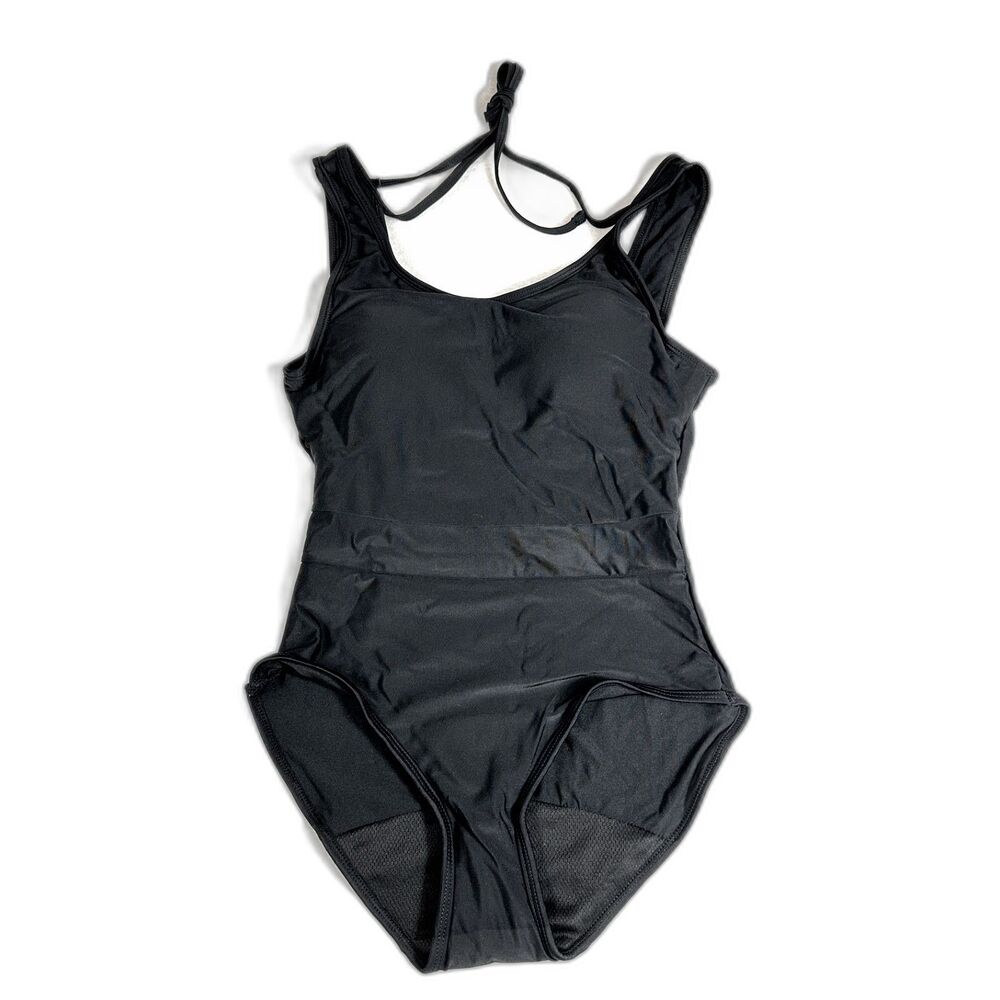 Women's Size XS Incontinence One Piece Round Neck Black Swimsuit New